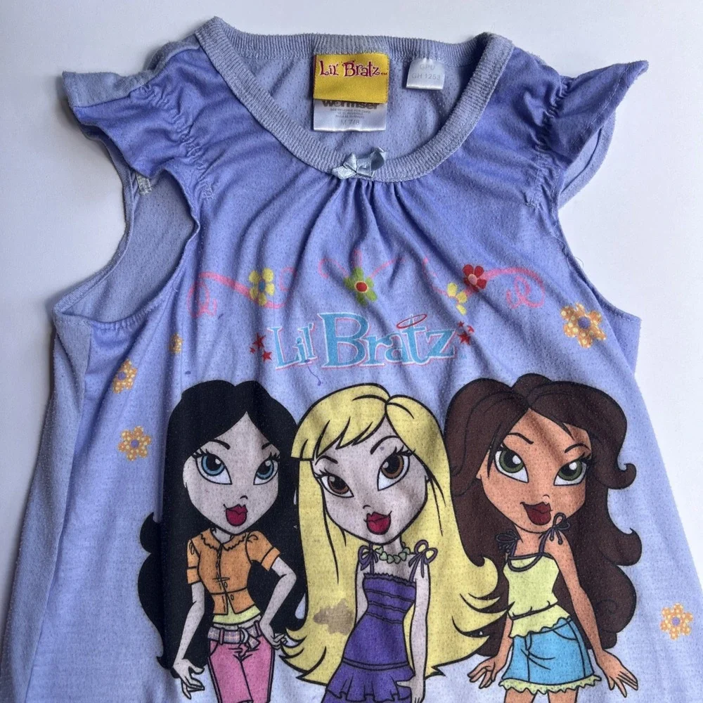 VTG Y2K Lil Bratz Garden Glam Nightgown Girls M 7/8 Purple Sleep Dress RARE